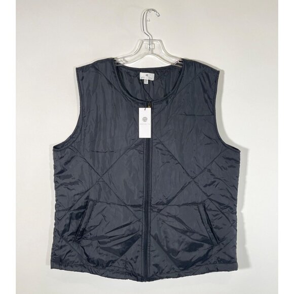 NWT SOCIALITE Women's Lightweight Quilted Full Zip Vest Black - Picture 2 of 7